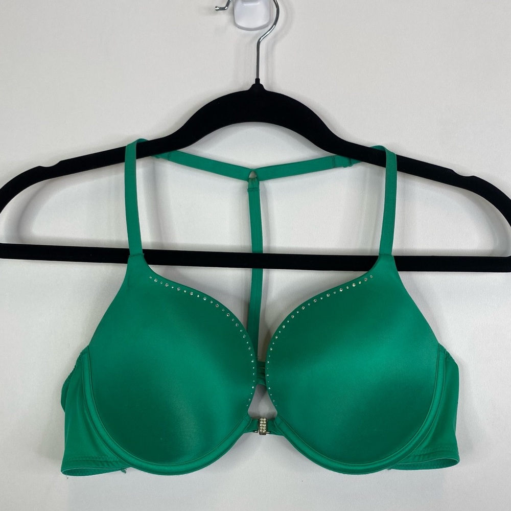 La Senza 36B Front Clasp Beyond Sexy Green Diamond Gem Bra